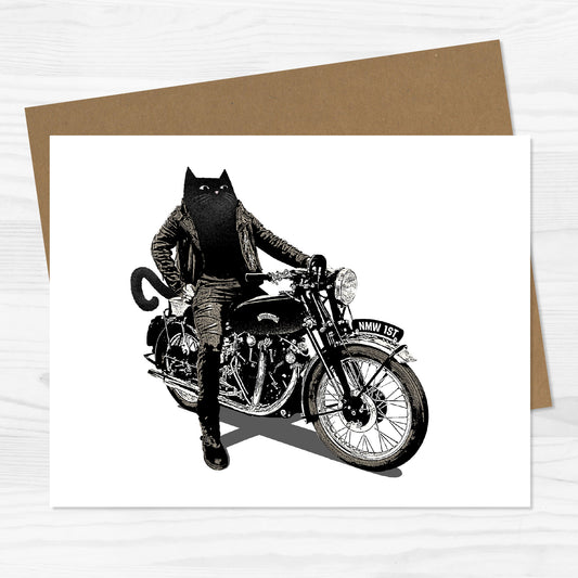 Moto Cat Greeting Card
