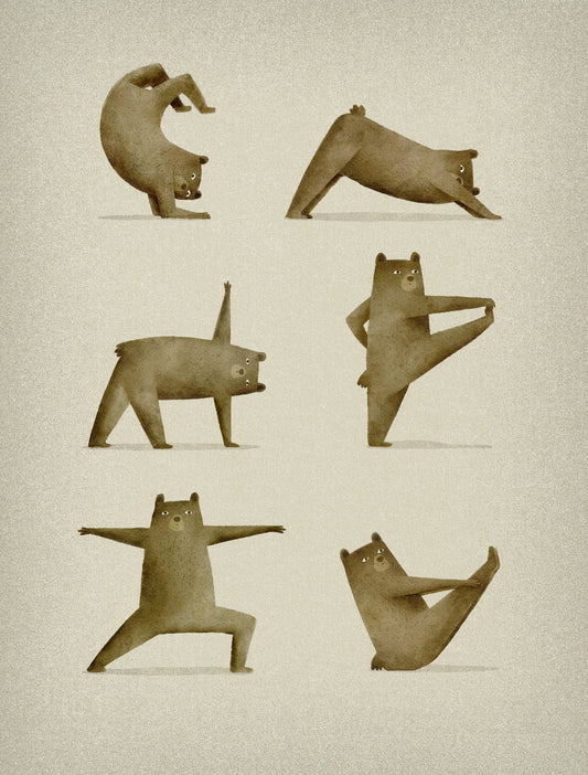 Brown Bear Yoga Art Print