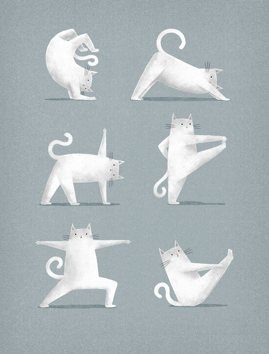 White Cat Yoga Art Print