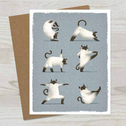 Siamese Cat Yoga Greeting Card