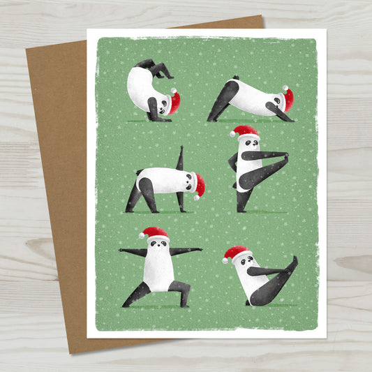 Panda Yoga Christmas greeting Card