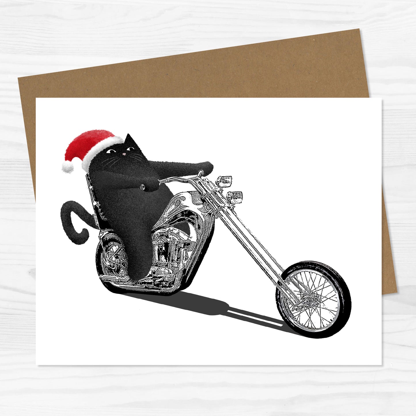 Chopper Cat Christmas Greeting Card