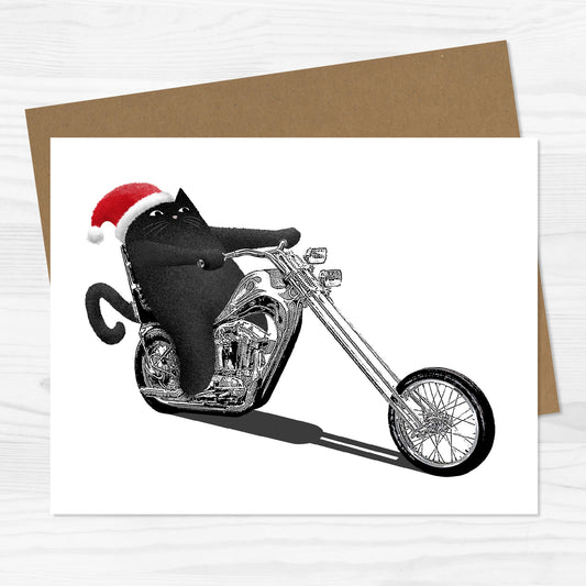 Chopper Cat Christmas Greeting Card