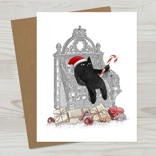 Throne Cat Christmas Greeting Card