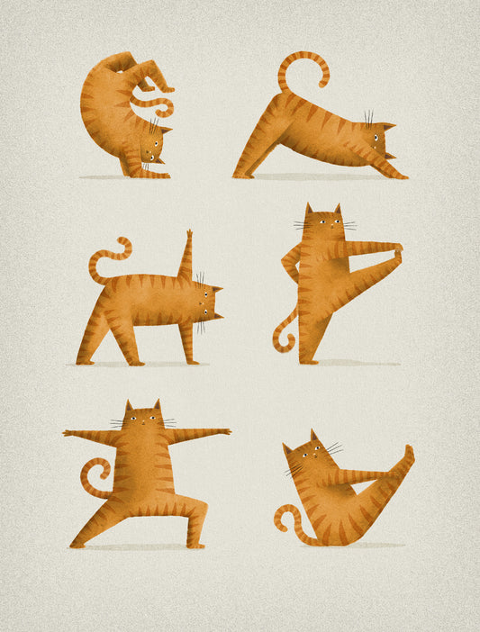 Ginger Tabby Cat Yoga Art Print