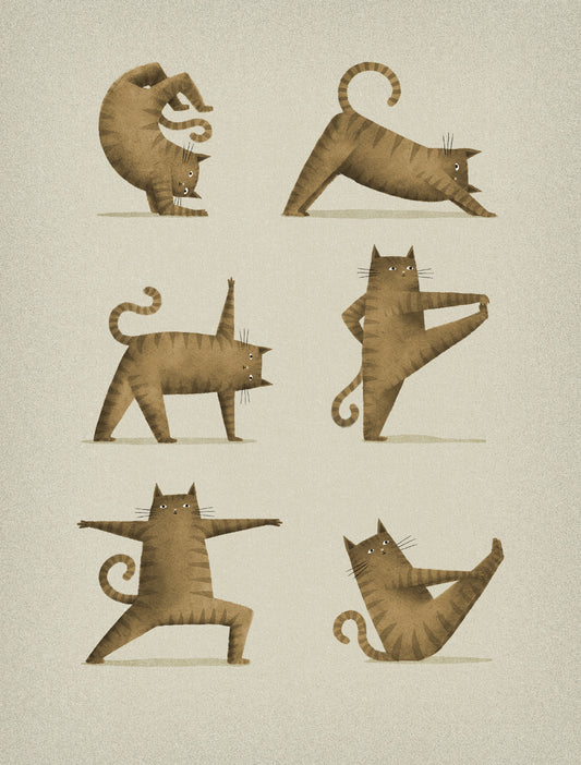 Tabby Cat Yoga Art Print