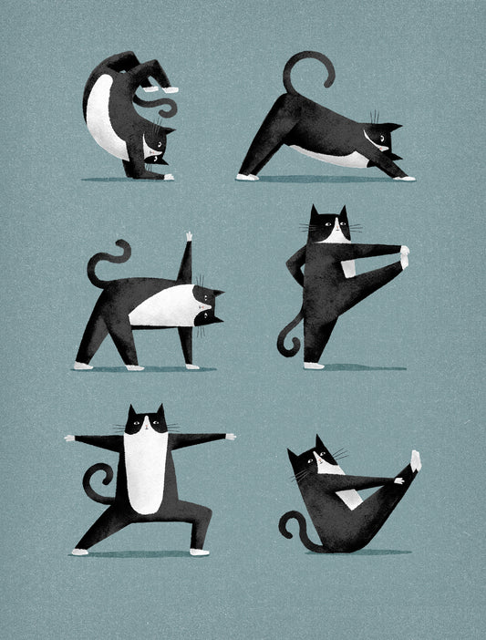 Tuxedo Cat Yoga Art Print