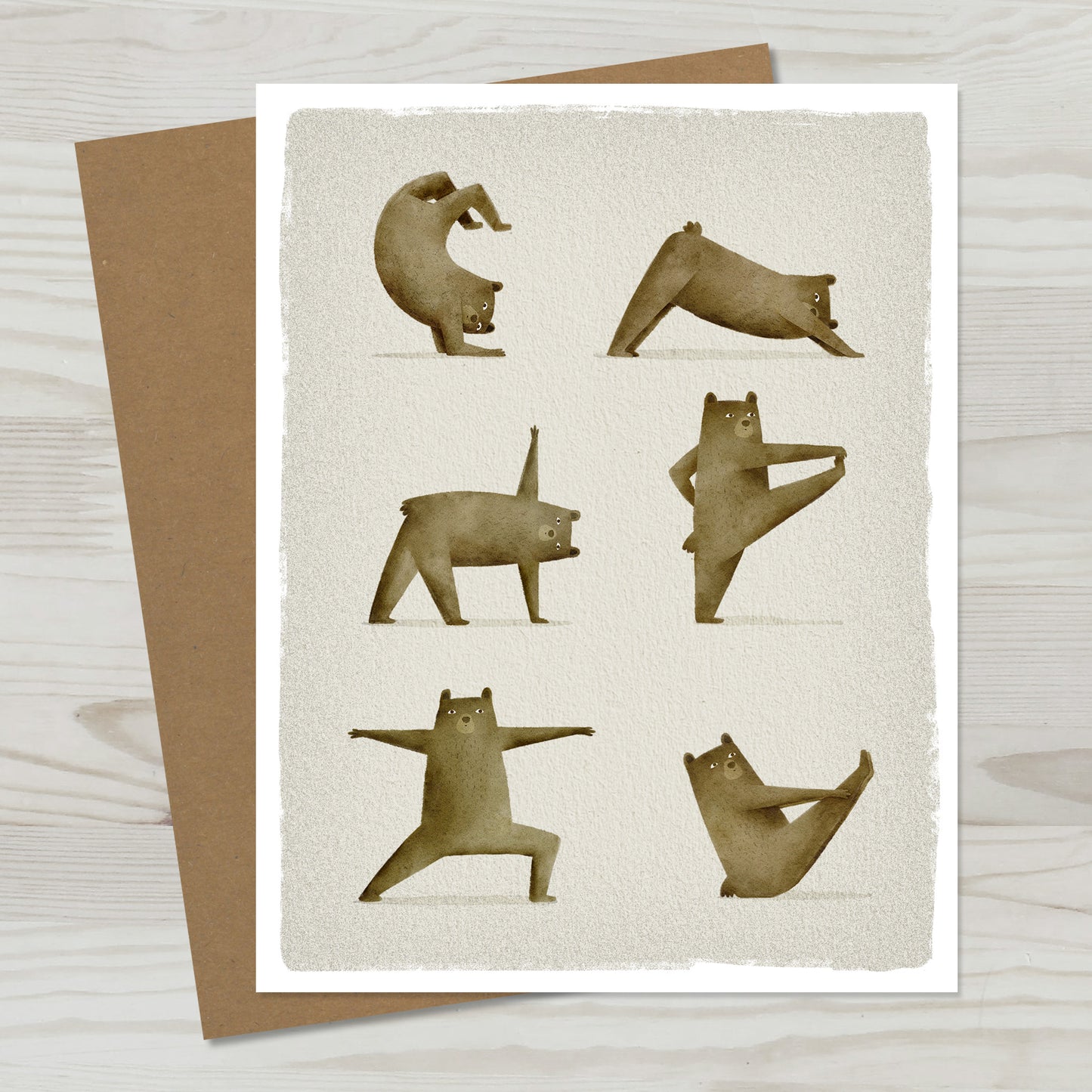 Brown Bear Yoga Greeting Card