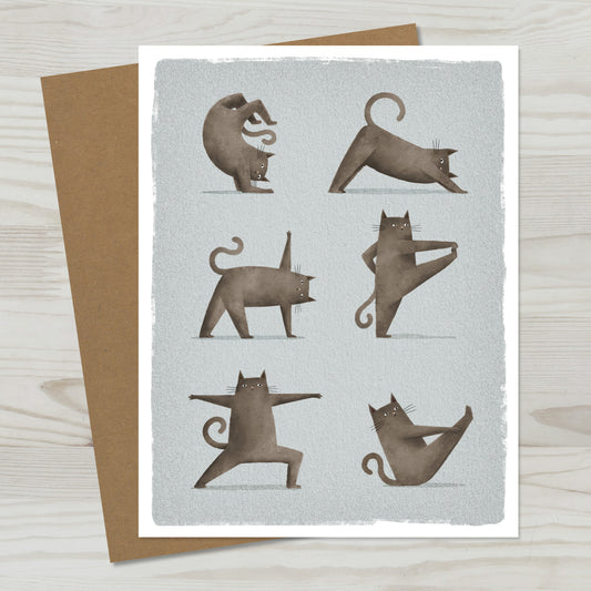 Russian Blue Cat Yoga Greeting Card