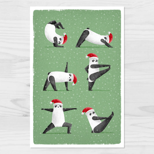 Panda Bear Christmas Yoga Postcard